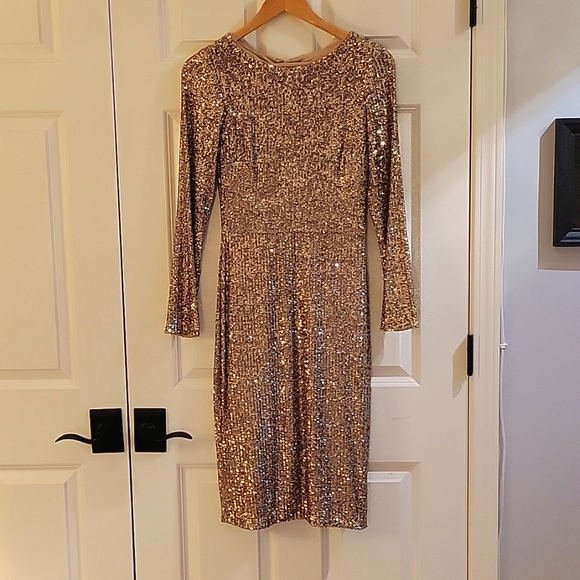 Xscape Dresses Xscape Gold Sequin Dress Poshmark